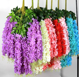 Flores Artificiales al por Mayor, Glicina, Flor de Seda Colgante, Enredadera de Glicina Artificial, Flores Colgantes de Glicina para Boda - Product Image 1