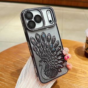 Diamante colorato pavone gradiente Glitter Design di lusso per iPhone 17 Pro Max custodia <span class=keywords><strong>Apple</strong></span> 17 strass placcato copertura del telefono - Product Image 6