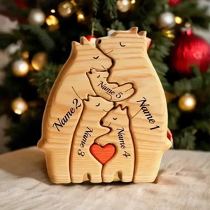 Puzzle <span class=keywords><strong>in</strong></span> <span class=keywords><strong>Legno</strong></span> Famiglia di Orsi Personalizzabile con <span class=keywords><strong>Nome</strong></span> Decorazione Casa Regalo Riscaldante per Ringraziamento Natale per Bambini e Mamme - Product Image 2
