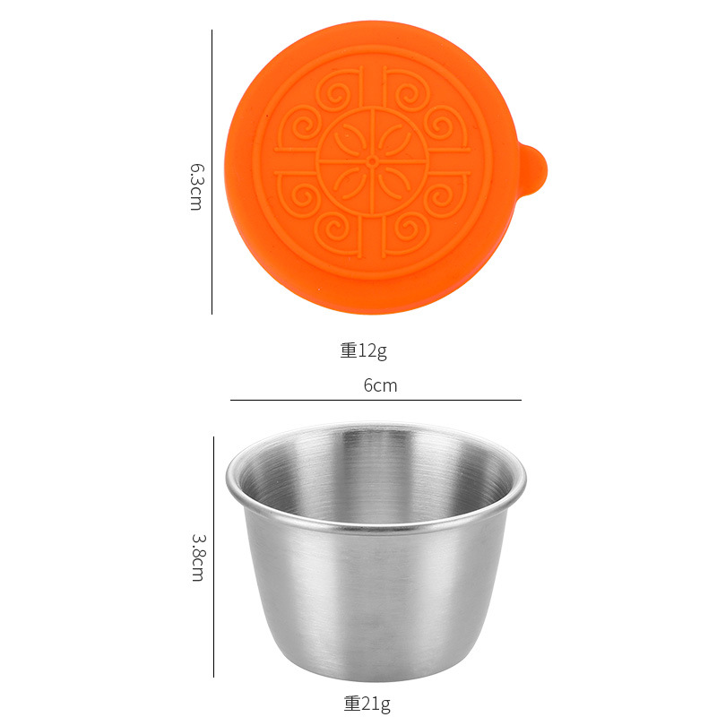Plat à condiments de 70 ml (avec couvercle en silicone orange)