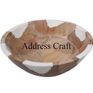 Unique Quality Custom Mango Wood Salad Bowl With Resin for Tableware Dishes <b>Dinnerware</b> Bowl Home Hotel Restaurant Kitchen Use - Product Image 1
