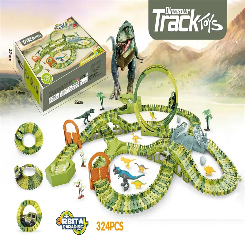 HW TOY XIECHUANG Amazon Hot Sell Dinosaur Track Toy Set Flexible Race Track Toy Set Cars Play set for Toddlers