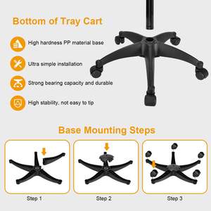 Chariot de salon de beauté réglable en hauteur, en matériau PP, chariot de salon de coiffure portable, chariot de salon de barbier pour extensions de cheveux - Product Image 5
