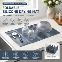 Tapis de séchage pliable en silicone pour évier de cuisine, égouttoir à vaisselle, économiseur d'espace, tapis de séchage pour comptoir, imperméable, résistant à la chaleur, antidérapant