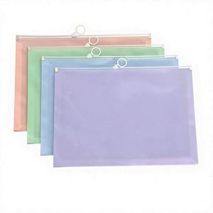 Pochette de documents translucide en PE avec fermeture éclair, dossier de bureau, enveloppe en plastique étanche, sac de classement à fermeture éclair – Vente en gros - Product Image 1