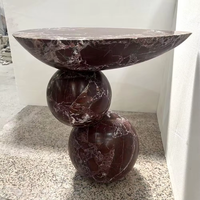 Table d'appoint moderne en pierre naturelle pour salon avec option stratifiée, socle en marbre rouge pour usage hôtelier