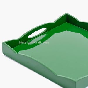 Plateau de service rectangulaire en bois laqué artisanal de haute qualité, écologique et décoratif pour la restauration, les hôtels et les restaurants - Product Image 2