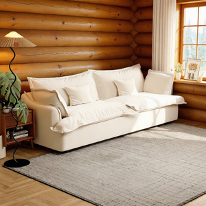 Divano in Stile Nordico <span class=keywords><strong>Giapponese</strong></span> in Tessuto <span class=keywords><strong>di</strong></span> Lino Bianco, Singolo, Doppio, Triplo, con Rivestimento Rimovibile e Lavabile - Product Image 6