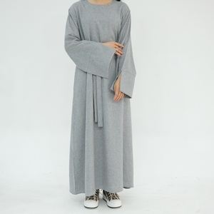 Abaya <span class=keywords><strong>islamique</strong></span> pour femmes Loriya - Robe décontractée modeste d'été avec ceinture en tissu lin et polyester, style Moyen-Orient, Abaya 2025, boutique B2B - Product Image 6
