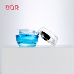 Luxury Skincare <b>Glass</b> Packaging Blue Transparent Bottle Customized Cosmetics Set Cosmetics <b>Container</b> Empty With Screw Cap - Product Image 3