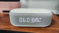 Haut-parleur multifonctionnel chargeur rapide sans fil Bluetooth LED veilleuse température temps réveil numérique bureau table charge