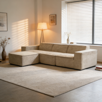 Canapé familial entièrement modulable et convertible, gain de place, en tissu peluche, avec coussin amovible sans bordure, canapé compressé sans structure, confortable pour l'école