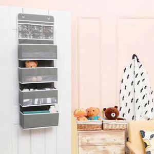 Wholesale Over the Door Storage Organiser 4 Large Pockets Breathable Linen Cotton Fabric Door Hanging Organizer - Product Image 3
