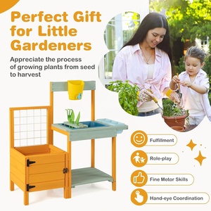 Ensemble de jeu de cuisine en bois avec évier, rustique, fait main, pour garçons et filles de 3 ans et plus, banc de jardinage - Product Image 3