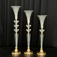 Vase en acrylique transparent pour décoration de mariage, centres de table, décoration intérieure, support à fleurs doré en acrylique transparent, décoration de table pour fêtes et mariages