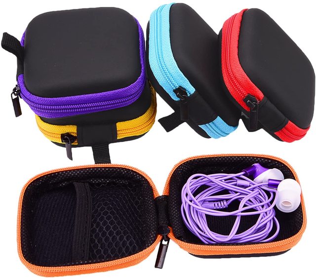 Custom Mini Storage Case for Earbuds and Cables Accessories Hard Shell Protective Earbud Carrying Bag with Carabiner