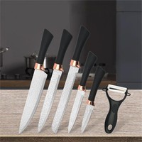 Ensemble de Six pièces en acier inoxydable 3CR13, ensemble de couteaux de cuisine traités par forgeage, cadeau d'affaires, personnalisation Acceptable