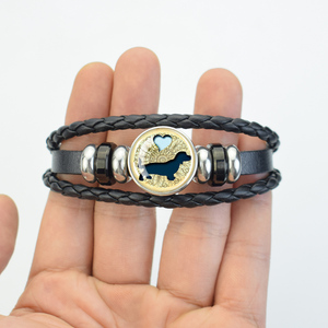 <span class=keywords><strong>Bracelet</strong></span> en cuir multi-couches à thème animalier avec profil d'ombre <span class=keywords><strong>de</strong></span> <span class=keywords><strong>chien</strong></span> et empreinte <span class=keywords><strong>de</strong></span> <span class=keywords><strong>patte</strong></span>, bijou décontracté réglable pour femmes et hommes - Product Image 6