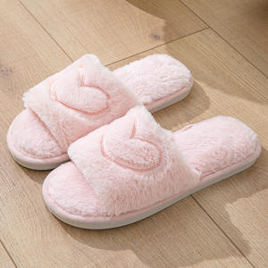 Punta aperta da interno per pantofole da donna peluche morbido Sole con stampa a cuore <span class=keywords><strong>eleganti</strong></span> scarpe <span class=keywords><strong>comode</strong></span> per la casa - Product Image 2