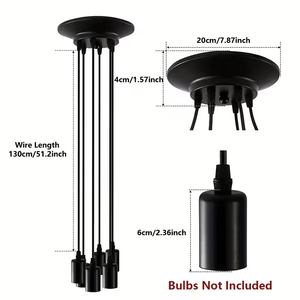 Lustre suspendu industriel vintage multi-bras en métal noir, design créatif, avec câble de suspension, pour restaurant - Product Image 4