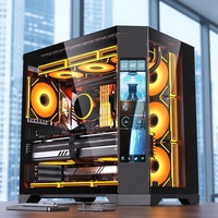 Boîtier PC Cube en Verre Panoramique Installable avec Écran Géant, Tour EATX pour Ordinateur de Jeu, Ventilateurs de Refroidissement Liquide 36cm