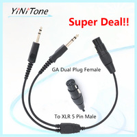 Adaptateur pour écouteurs d'aviation Airbus GA Dual Plug Female XLR 5 Pin Male avec câble pour casque audio stéréo Accessoire pour l'équipage de l'avion