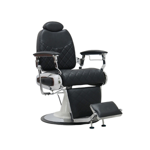 Oil <b>Head</b> Barber Chair Black Silver Check Pattern Specialized for Barber Shops Adjustable for Facial Shaving and Hair <b>Styling</b> - Product Image 4