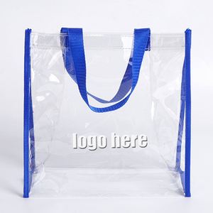 Sac de rangement transparent personnalisé, imperméable, en plastique, réutilisable, pliable, sac de courses avec logo imprimé sur mesure - Product Image 1