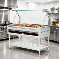 Pemanas Makanan Bain Marie Berdiri dari Baja Anti Karat untuk Peralatan Dapur Komersial Restoran, Pemanas Berbahan Bakar Baja Anti Karat