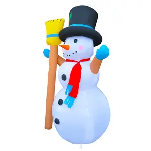 Muñeco de nieve de 8 pies con Besom Decoraciones navideñas inflables Suministros para fiestas Adornos de jardín con luces LED