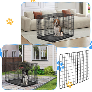 Double Door Indoor Outdoor Pet Dog Kennel Crate Cage With Black Metal Foldable Heavy Duty Large Dog Cages Metal Kennels - Product Image 6