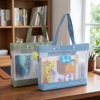 Carpeta de Presentación de Plástico Transparente, Bolsa de Lona Portátil de Gran Capacidad, Impresión Digital, Bolsa de Almacenamiento de Malla de Moda, Venta al Por Mayor