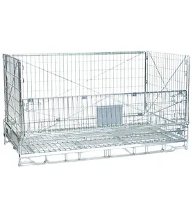 1976x1130xH1114 Collapsible Warehouse Folding Safety Pallet Metal Lockable Storage Wire Mesh Container Lockable Wire Cages