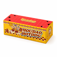 Boîte à hot-dogs jetable en papier, personnalisée, pour emporter, emballage alimentaire, boîte rétro à motif de dessin animé pour restaurant, snack-bar