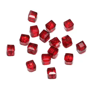 4毫米立方体玻璃珠批发宽松水晶珠用于珠宝制作和配件