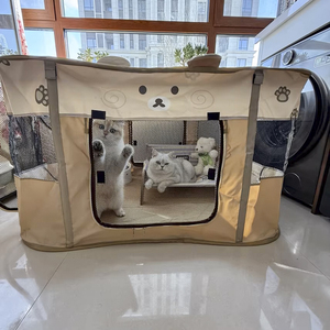 Parque de juegos profesional y resistente para perros pequeños y gatos, con cubierta de techo extraíble y lavable, diseño multipanel, tipo tienda de campaña de viaje, en tela Oxford. - Product Image 2