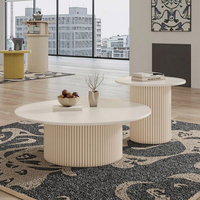Table Basse de Centre Moderne Luxe Blanche avec Rangement, Design Minimaliste en Verre et Bois pour Maison, Bureau, Salle à Manger, Chambre et Hôtel
