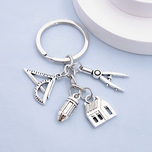 Portachiavi Souvenir Minimalista con Bussola e Righello in Lega di Zinco, Stampa Letterpress, 26 Lettere, per la Festa degli Insegnanti e lo <span class=keywords><strong>Studio</strong></span> degli Studenti - Product Image 5