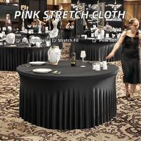 Nappe de table extensible en polyester rose de 1,5 m, style américain, faite à la main, sans plis, pour la maison, les fêtes et les mariages (vente en gros)