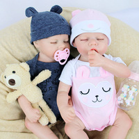 Poupées Reborn Jumeaux en Silicone Souple à Corps Entier pour Nouveau-nés, 18 Pouces, Modèles Réalistes de Garçon et de Fille Noirs, Jouet à Prix Abordable