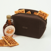 Bolsa de Aseo de Viaje de Algodón 2026, Multicolor, Marrón, Tipo Waffle, Bolsa de Cosméticos Color Chocolate