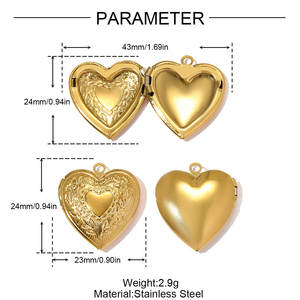 Scatola Portafoto Apribile Fai-da-Te in Acciaio Inossidabile con Motivi in Rilievo Rotondi, Ciondoli alla Moda, Pendenti a <span class=keywords><strong>Cuore</strong></span> - Product Image 4