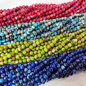 Manik-manik batu permata alami sediman laut 4 6 8 10 12mm gelang manik-manik batu kalung bulat penyembuhan <span class=keywords><strong>Imperial</strong></span> Jasper - Product Image 2