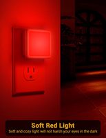 Veilleuse carrée rouge avec capteur crépusculaire, mini lampe LED rouge à brancher sur prise murale, veilleuse rouge pour chambre d'enfant et de bébé