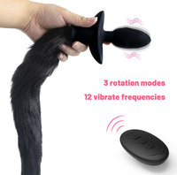Vibromasseur anal sans fil à télécommande en forme de queue de renard, 12 modes de vibration, rechargeable par USB, 100 % étanche, en silicone