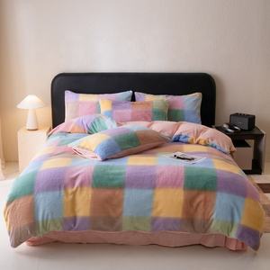 Flanel Fleece Beddengoed Winter Dikker 4 Stuks Kussensloop & Dekbedovertrek Thuis Textiel Geïmiteerd Konijnenhaar Nepbont Bed Set - Product Image 4