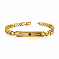 Bracelet Chaîne Maille Cubaine en Acier Inoxydable pour Hommes 21cm 8mm Bracelets Chaîne Tendance Plaqué Or 18K avec Barre d'Identification Vente en Gros