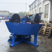 Peralatan Pertambangan Skala Kecil 1100 Gold Wet Pan Mill 0.5TPH untuk Penggilingan Emas Batuan Dengan Motor