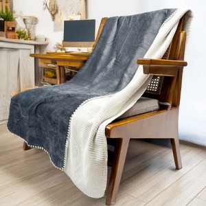 Fluffery Ultra-Soft Luxury All-Season Milk Flannel Velvet Waffle Weave Queen Size Throw Blanket - Product Image 2