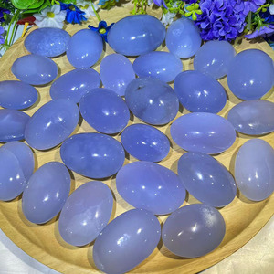 <span class=keywords><strong>Pietra</strong></span> di palma di cristallo di palma di <span class=keywords><strong>calcedonio</strong></span> blu naturale naturale per la decorazione - Product Image 2